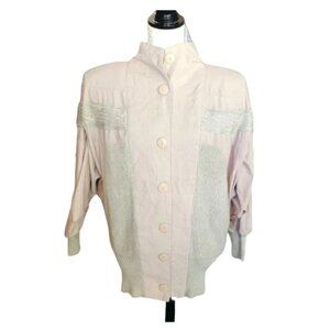 Audriana Tan Button Up Long Sleeve Bomber Type Jacket in Size Medium